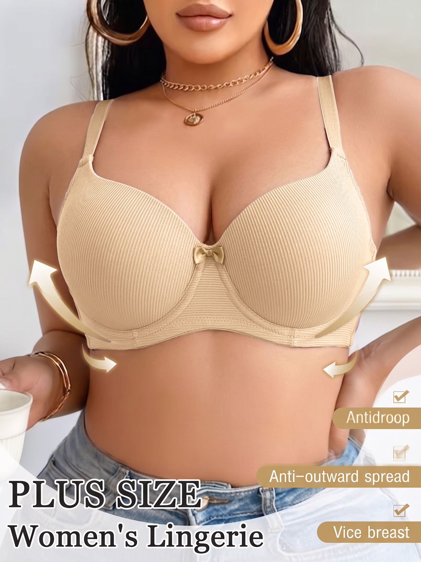 Plus Size Anti-Sagging Women B - огляд і ціна Plunge Bra Push Up