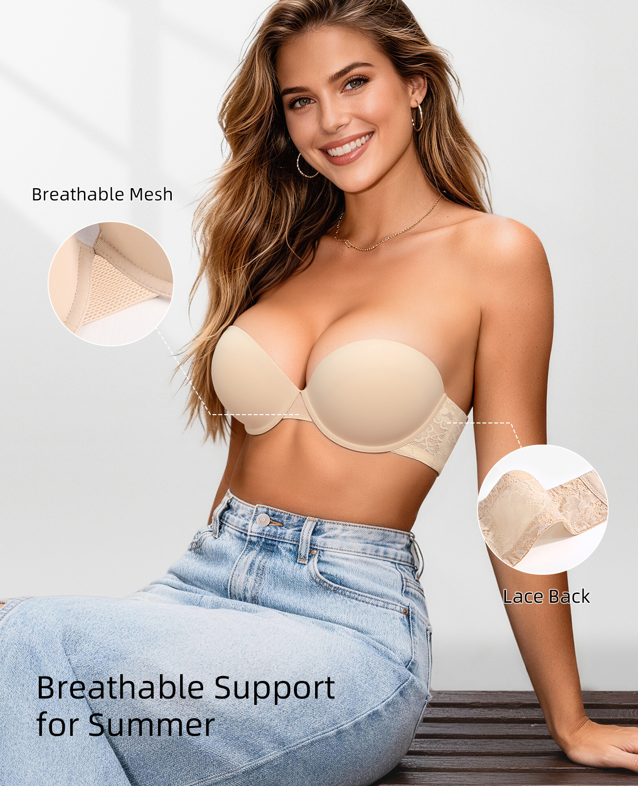 New Push Up Bra Women Lace Pad - огляд і ціна Convertible Bra Multiway