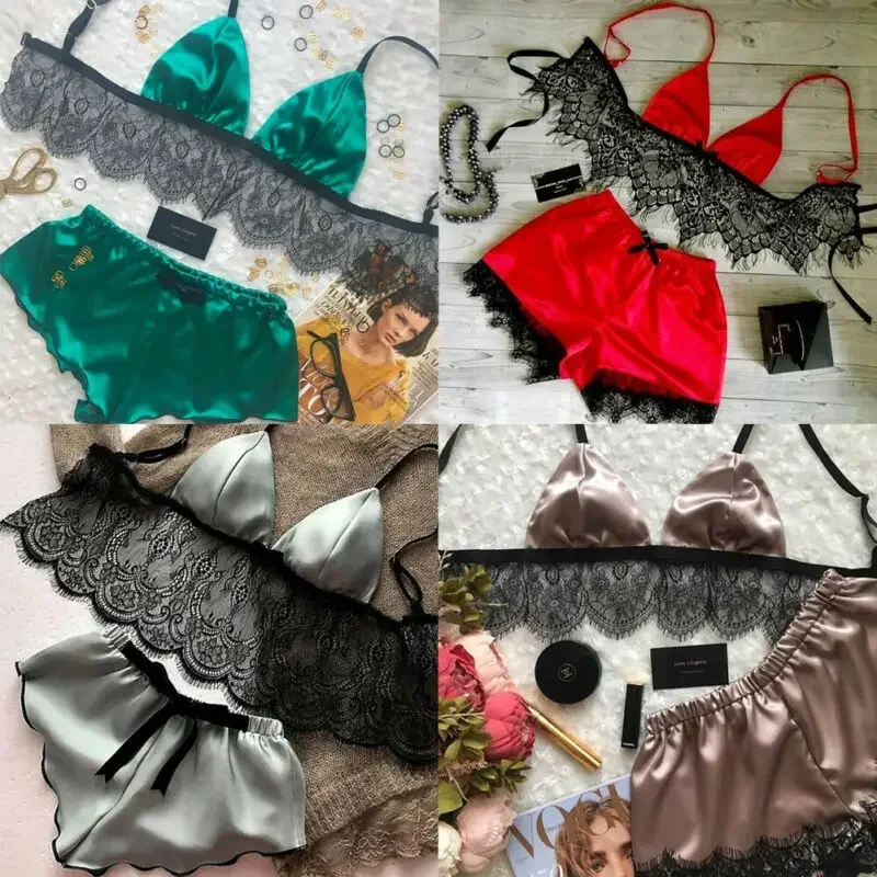 Women's Underwear Sexy Silk Sa - огляд і ціна Lace Bralette Set