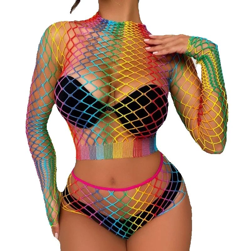 Sexy Rainbow Mesh Lingerie Set - огляд і ціна Sheer Bra Lace