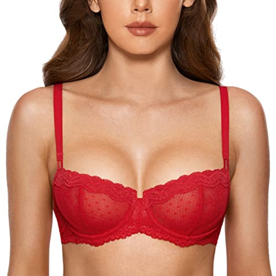 DOBREVA Women's Sexy Lace Bra  - огляд і ціна Demi Bra Balconette